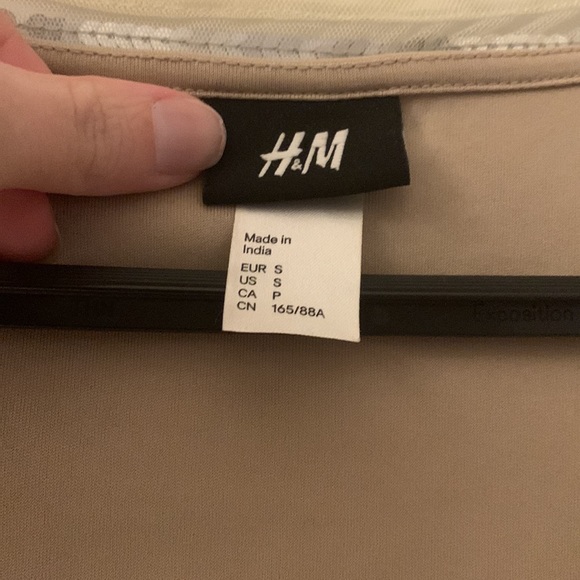 H&M Small Sheer/Beige/Silver Embroided long-sleeve dress - Picture 4 of 6